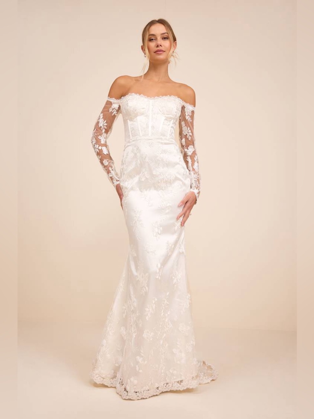 Lulu’s Lucina Embroidered Bustier Long Sleeve Maxi Dress